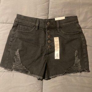 Black Denim High Rise Mom Shorts Size 7/28